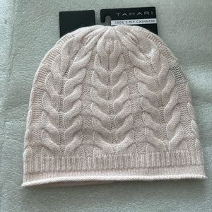 Tahari 100% Cashmere Blush Pink Beanie NWT